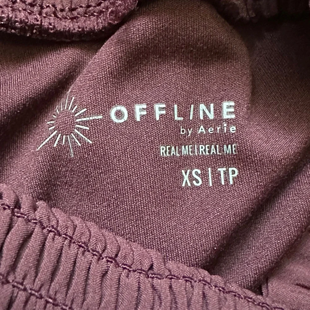 OFFLINE by Aerie Real Me Smocked High Waisted Flowy Shorts Maroon XS